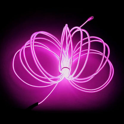 MaxLax EL Wire Pink, 32.8ft/10m Portable Battery Pack Neon Light Strip 360° Cuttable Glowing Rope Lights for Parties, Halloween, DIY Decoration