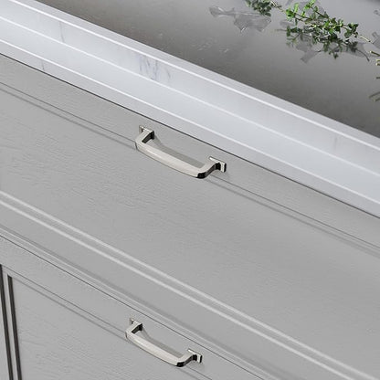 KhTumeWare 2 Pack 5 Inch Polished Nickel Cabinet Pulls and Drawer Handles