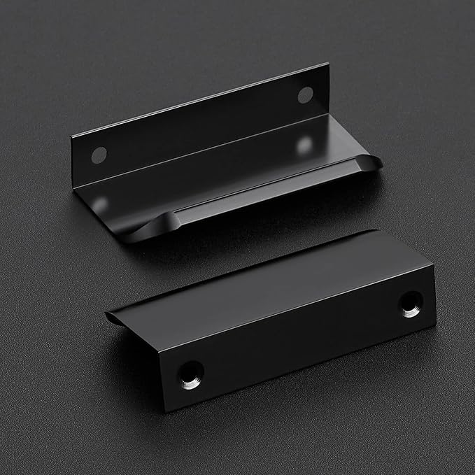 Ravinte Hardware 30 Pack Black Cabinet Handles, 3.15 Inch (80mm) Finger Edge Pulls, 2-1/2 Inch Hole Center, Finger Pulls for Cabinets