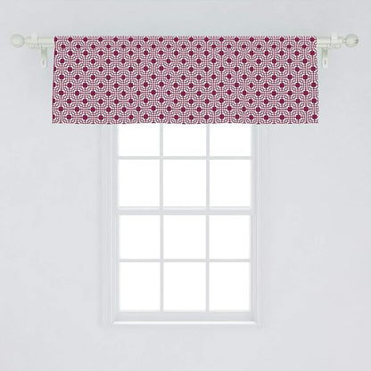 Lunarable Grid Window Valance, Traditional Abstract Symmetric Line Art Grid with Lines and Squares, Curtain Valance for Kitchen Bedroom Decor with Rod Pocket, 54" X 18", Magenta White