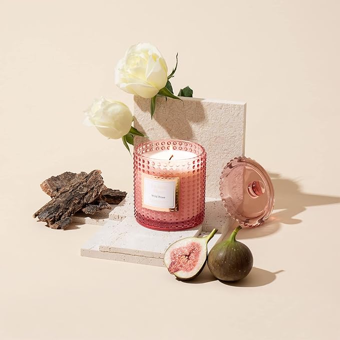 LA JOLIE MUSE Rose Noir & Oud Scented Candle – Lemon, Rose & Oud | 10 oz Natural Soy Wax | 55 Hours Clean Burn | Gift-Ready for Hosts & Gatherings | Elegant Home Décor