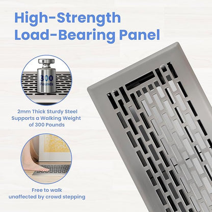 4x10 Inches 6 Pack Heavy Duty Walkable Floor Register - Easy Adjust Air Supply Lever Decorative Floor Vent Covers, Boston Design Vent Covers for Home - Satin Nickel