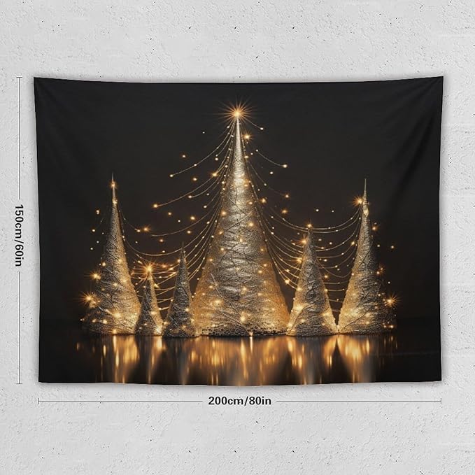 MaSiledy Wall Tapestries Silver Lighted Christmas Trees Tapestry Winter Christmas Tapestries for Bedroom Aesthetic Wall Hanging Decor Home Decoration for Bedroom Living Room Dorm 60"x80"