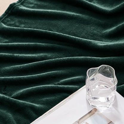 Exclusivo Mezcla Fleece Blanket Twin Size for Bed, Super Soft and Warm, All Season Use, Cozy, Plush, Lightweight, 90x66 Inches, Forest Green