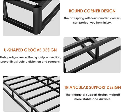D&H FURNIMMT 7 Inch King Size Box Spring, Heavy Duty Metal Box Spring Bed Base with Fabric Cover, Mattress Foundation, Easy Assembly, Noise Free（King）