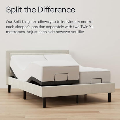 Nectar Luxe Split King Adjustable Base & 14” Mattress (New Version) - Head & Foot Incline - Medium Firm Memory Foam - Cooling Upgrade - 3 Massage Settings - 365-Night Mattress Trial & Forever Warranty