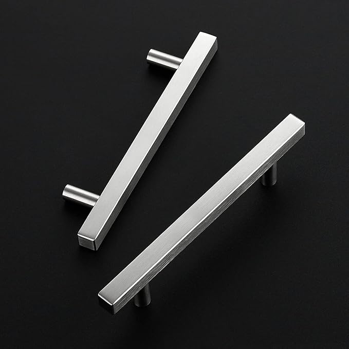 Ravinte Brushed Nickel Cabinet Handles 20 Pack 4-1/2 inch Satin Nickel Square Cabinet Pulls Silver Hardware for Kitchen 7 inch Overall Length Stainless Steel Drawer Pulls