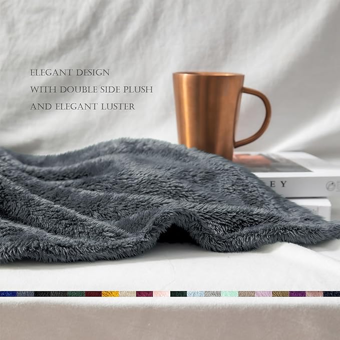 Exclusivo Mezcla Plush Fuzzy Fleece Bed Blanket King Size, Super Soft, Fluffy and Warm Blankets, Suitable for All Seasons (Dark Grey, 90x104 Inches)