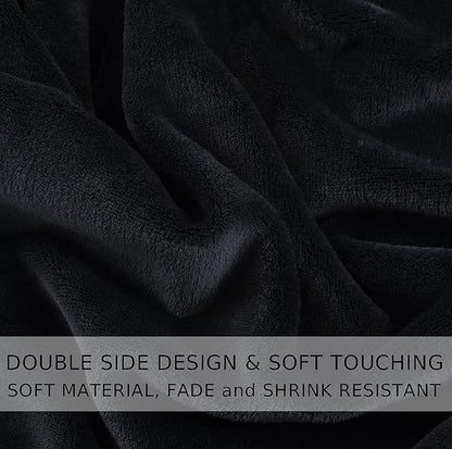 HOZY Soft Blanket Queen Size Fleece Warm Fuzzy Throw Blankets for The Bed Sofa Lightweight 350GSM Charcoal Grey 90"*90"