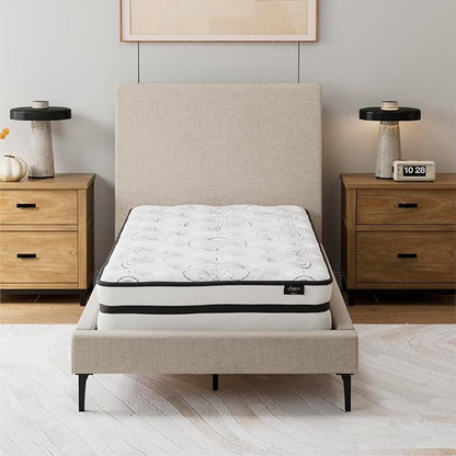 Signature Design by Ashley Queen Size Chime 10 Inch Medium Firm Hybrid Mattress with Cooling Gel Memory Foam for Pressure Relief, Fiberglass Free, Mattress In A Box
