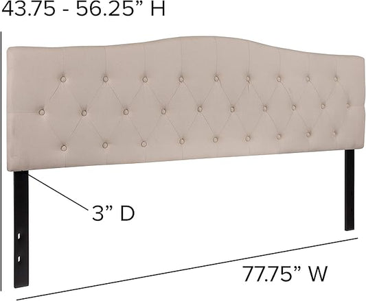Flash Furniture Cambridge Tufted Upholstered King Size Headboard in Beige Fabric