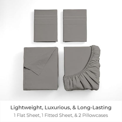 Mellanni King Sheets Set - 4 PC Iconic Collection Bedding - Hotel Luxury, Extra Soft, Cooling Bed Sheets - Wrinkle, Fade, Stain Resistant (King, Taupe)
