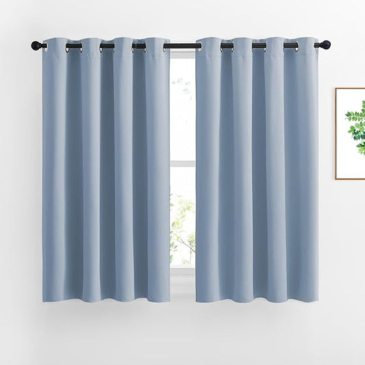 NICETOWN Bedroom Blackout Curtains Panels - Window Treatment Thermal Insulated Solid Grommet Blackout for Living Room (Set of 2 Panels, 52 by 54 Inch,Vintage Blue)