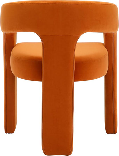 Modern Barrel Dining Chairs Set of 3, Velvet Upholstered Accent Side Chair with Arms Comfy Makeup Vanity Chairs, Dining Living Room Kitchen Chairs, Orange