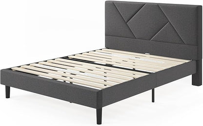 ZINUS Judy Upholstered Platform Bed Frame, Mattress Foundation, Wood Slat Support, No Box Spring Needed, Eco Friendly WonderBox (TM), Easy Assembly, Dark Grey, Full