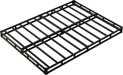 Queen Box Spring 4 Inch Low Profile, Heavy Duty Metal Box Spring Bed Base with Fabric Cover, Mattress Foundation, Easy Assembly, Noise Free, Black