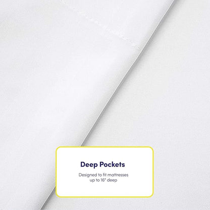 Cal King Size Bed Sheets - 6 Piece 1500 Supreme Collection Fine Brushed Microfiber Deep Pocket California King Sheet Set Bedding - 2 Extra Pillow Cases, Great Value, California King, Dobby White