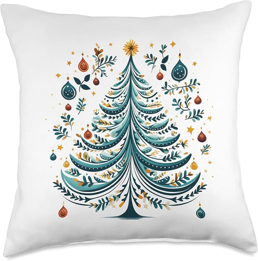 Scandinavian Nordic Winter Boho Christmas Tree Women Throw Pillow