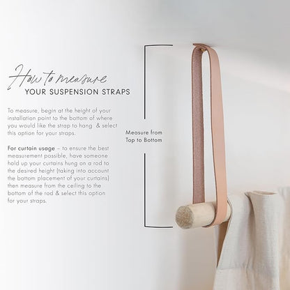 KEYAIIRA - Long Leather Straps for Under Cabinet Clothing Rack Ceiling Mounted Curtain Rod Mount - modern wardrobe hanger drying rack storage window treatment room divider Scandinavian minimal hangers