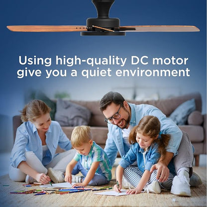 TALOYA 52 inch Ceiling Fans with Lights and Remote, Low Profile Ceiling Fan with Light, Flush Mount, Reversible, 3CCT, Dimmable, Ultra Quiet Black Ceiling Fan for Bedroom Living Room Indoor Outdoor