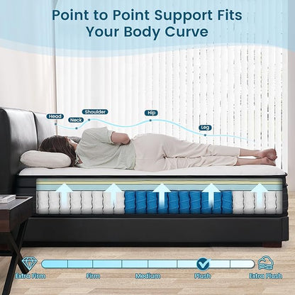 Twin Size Mattresses, 10 Inch Hybrid Memory Foam Individual Pocket Springs Twin Bed Mattress in a Box with Pressure Relief, Motion Isolation, CertiPUR-US, 100 Nights Trial