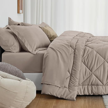 Love's cabin Twin XL Comforter Set Burlwood, 5 Pieces Twin XL Bed in a Bag, All Season Twin XL Bedding Sets with 1 Comforter, 1 Flat Sheet, 1 Fitted Sheet, 1 Pillowcase and 1 Pillow Sham