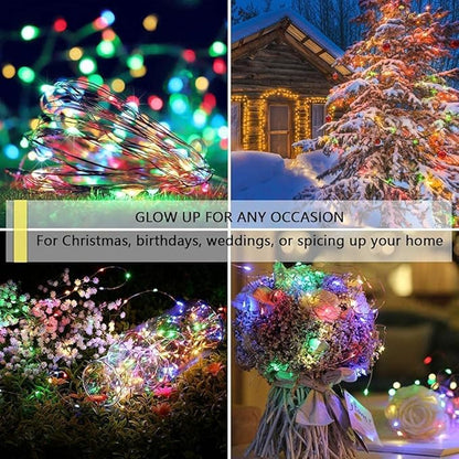 Sanniu Led Fairy Lights Battery Operated, 6 Packs Mini Battery Powered Copper Wire Starry String Lights for Christmas,Bedroom,Wedding,Parties,Patio,Indoor,Home Decoration (5m/16ft Multicolor)