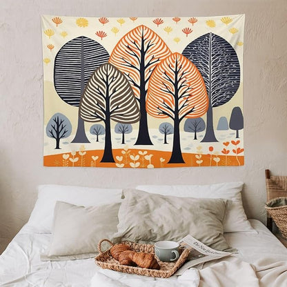 MaSiledy Tapestries Shabby Chic Trees Tapestry Watercolor Rustic Forest Tapestry for Bedroom Aesthetic Wall Hanging for Dorm Living Room 30"x40" Holiday Scene Banner for Winter Christmas Party