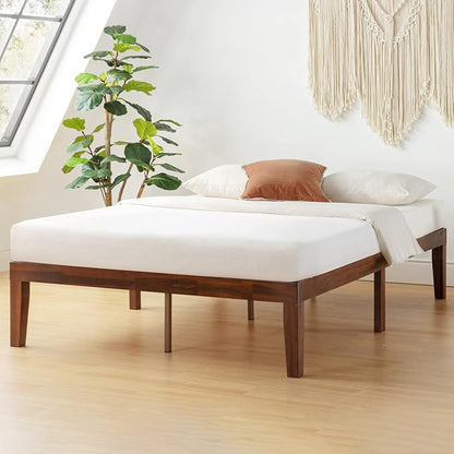 Mellow Naturalista Classic 16 Inch Solid Wood Platform Bed with Wooden Slats, Espresso, Full
