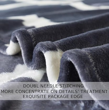 Gray Pattern Queen Size Blanket,90x90 Inches Microfiber Soft Cozy Fluffy Warm Hand Made Queen Throw Blankets for Queen Full Bed,Couch, Sofa, Chair, Camping, Picnic,Grey and White