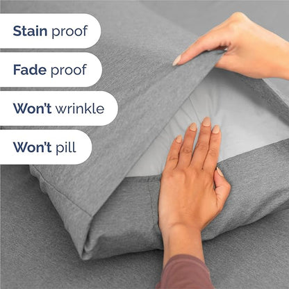 Split King Size 5 Piece Sheet Set - Comfy Breathable & Cooling Bed Sheets Set - Hotel Luxury Bedding for Women, Men, Kids, Teens, Boys & Girls - Deep Pockets & Wrinkle Free - Grey (Heathered Sheets)