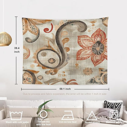 Batmerry Artistic Soft Hues Tapestry, Vintage Inspired Ative Art Wall Art Hanging Decoration Polyester Fiber White Ruffled Around for Dorm Room Bedroom Living Room, 39.1x59.1 inches
