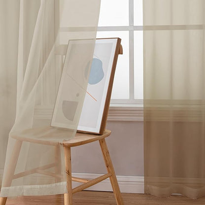 OWENIE Taupe Sheer Curtains 78 inches Long for Bedroom Living Room 2 Panels Set, Rod Pocket Solid Taupe Curtain, Soft Touch Elegant Voile Curtains & Drapes for Nursery, 42"x78", 2 Pcs
