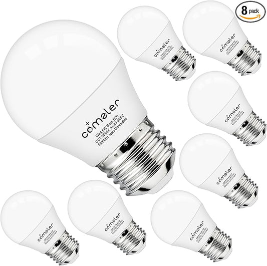 comzler 6W A15 LED Bulb Daylight 60 Watt Equivalent, E26 Medium Screw Base Small Light Bulb Cool White 5000K, Home Lighting Decorative Ceiling Fan Light Bulbs Non-Dimmable, Pack of 8