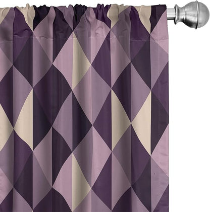 Ambesonne Geometric Window Curtains, Abstract Triangles with Dark and Pale Color Shades, Lightweight Decor 2-Panel Set with Rod Pocket, Pair of - 28" x 84", Dark Purple