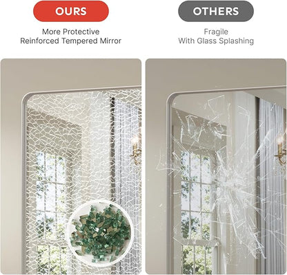32x24"Bathroom Vanity Mirror for Wall, Aluminum Framed, Farmhouse Rectangle, Anti-Rust, HD Reflection Anti-Desilvering, Distortion Free, Tempered and Shatter-Proof Wall Mounted Mirror, Silver