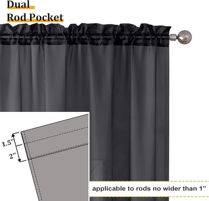 Aiyufeng Black Sheer Curtains 96" Long for Living Room Windows, Voile Sheer Casual Light Filtering Window Curtain Drapes for Bedroom, 40" Wide, Set of 2