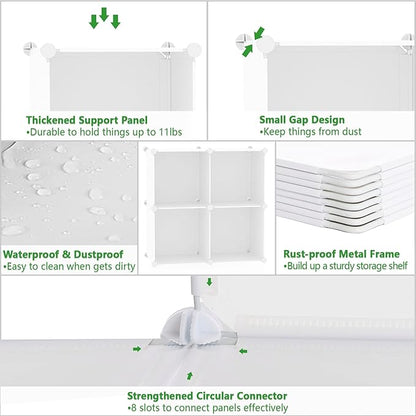 C&AHOME Cube Storage Organizer, 4-Cube Shelves Units, Closet Cabinet, DIY Plastic Modular Book Shelf Ideal for Bedroom, Living Room, Office, 24.8" L x 12.4" W x 24.8" H Milky UPCS04M
