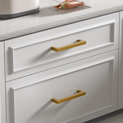 goldenwarm 30 Pack Champagne Bronze Cabinet Pulls Gold Cabinet Handles 6-1/4in Champagne Drawer Pulls Brushed Bronze Drawer Handles T Bar Square Kitchen Dresser Hardware for Dresser Bedroom