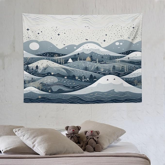 MaSiledy Snow Mountain Scandinavian Winter Tapastry's Wall Hanging Winter Holiday Tapestries for Bedroom Landscape Tapestry for Bedroom Colorful Wall Hanging Aesthetic Wall Art For Room Decor 30"x40"