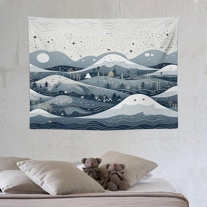 MaSiledy Snow Mountain Scandinavian Winter Tapastry's Wall Hanging Winter Holiday Tapestries for Bedroom Landscape Tapestry for Bedroom Colorful Wall Hanging Aesthetic Wall Art For Room Decor 30"x40"