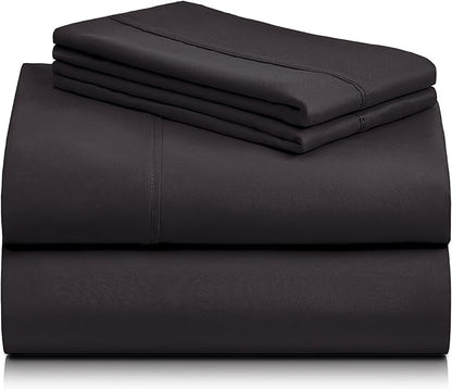 LuxClub 4 PC Full Sheet Set, Breathable Luxury Bed Sheets, Deep Pockets Wrinkle Free Cooling Bed Sheets Machine Washable Hotel Bedding Silky Soft - Black Full