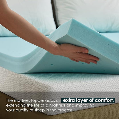 FDW | 5" Full Mattress + 3" Cooling Mattress Topper | Gel Memory Foam | Medium Firm Feel | White | with Washable Cover for Cool Sleep and Pressure Relief | Bed in a Box, CertiPUR-US Certified