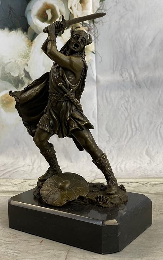EUROPEAN BRONZE Hot Cast Viking Norse Nordic Scandinavian Warrior Bronze Art Sculpture Figurine Vault