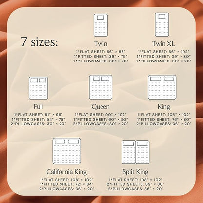 LuxClub 4 PC Queen Sheet Set, Deep Pockets Wrinkle Free Cooling Bed Sheets Hotel Bedding for Women, Men, Kids & Teens, Includes 1 Fitted Sheet, 1 Flat Sheet and 2 Pillowcases - Autumn Orange
