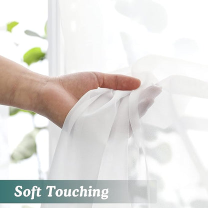 Chyhomenyc Extra Long White Sheer Curtains 120 Inches Long 2 Panels, Light Filtering White Curtains for Living Room, Soft Gentle Voile Rod Pocket Bedroom Window Drapes, 59Wx120L Inch, 10FT, 2PCS