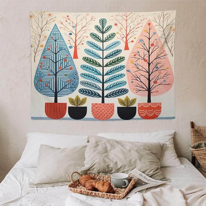 Shabby Chic Trees Wall Tapestry Autumn Nature Forest Wall Hanging Wall Tapestry Aesthetic Landscape Tapestry Vintage Wall Hanging for Living Room Dorm Decor 30"x40" Christmas Family Party