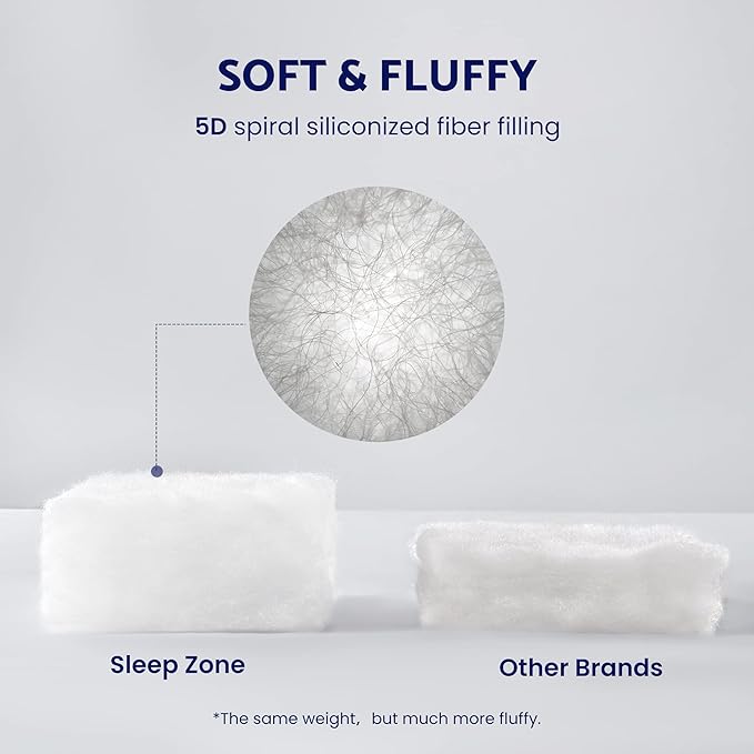 SLEEP ZONE Cooling Mattress Topper Full Size Quilted Fitted Mattress Pad Cover, Soft Fluffy Down Alternative Pillow Top Bed Topper Deep Pocket 8-21 Inch (Grey, Full)