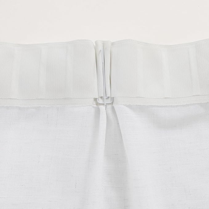 White Sheer Curtains 102 Inch Long, Cotton Linen Textured Light Filtering Drapes, Privacy Living Room Window Decor, Semi-Transparent Floor to Ceiling Pinch Pleat Curtain with Hooks