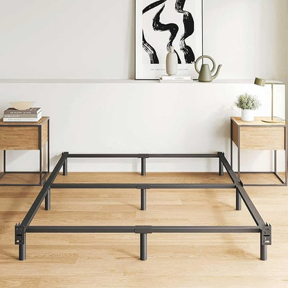 King Size Bed Frame, 7 Inch Metal Basics Bed Frame,Low Profile Base for Box Spring, 9-Leg Support, Noise-Free, Easy Assembly, Black